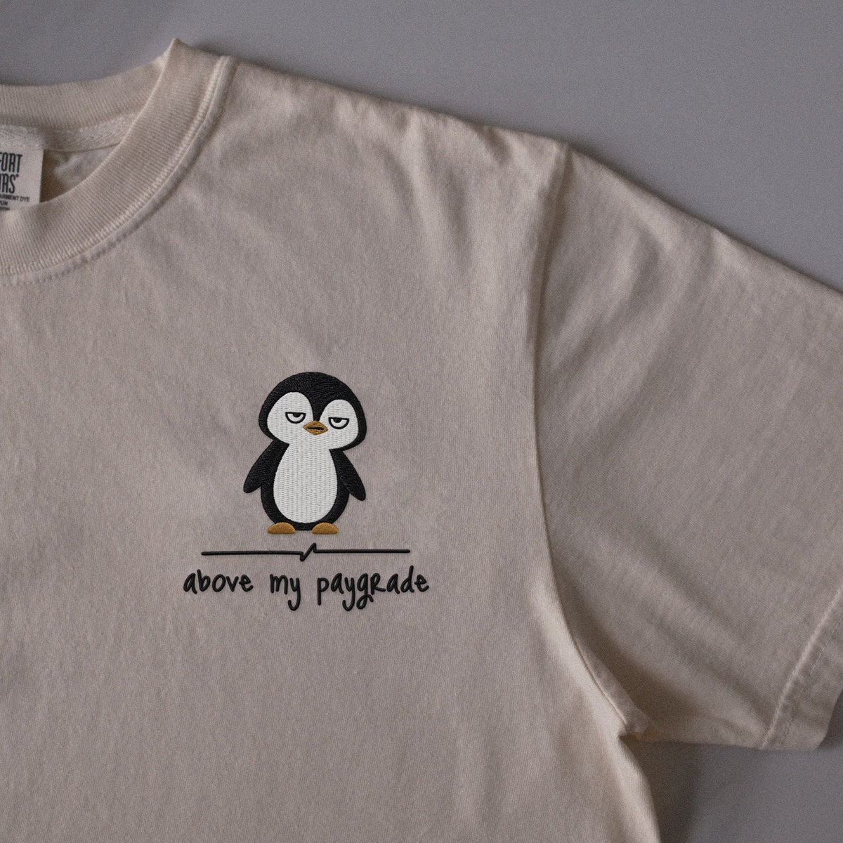 Above My Paygrade embroidered t-shirt in Ivory