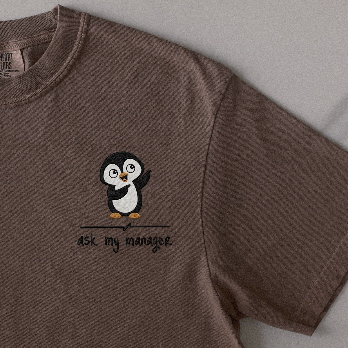 Ask My Manager embroidered t-shirt in Espresso
