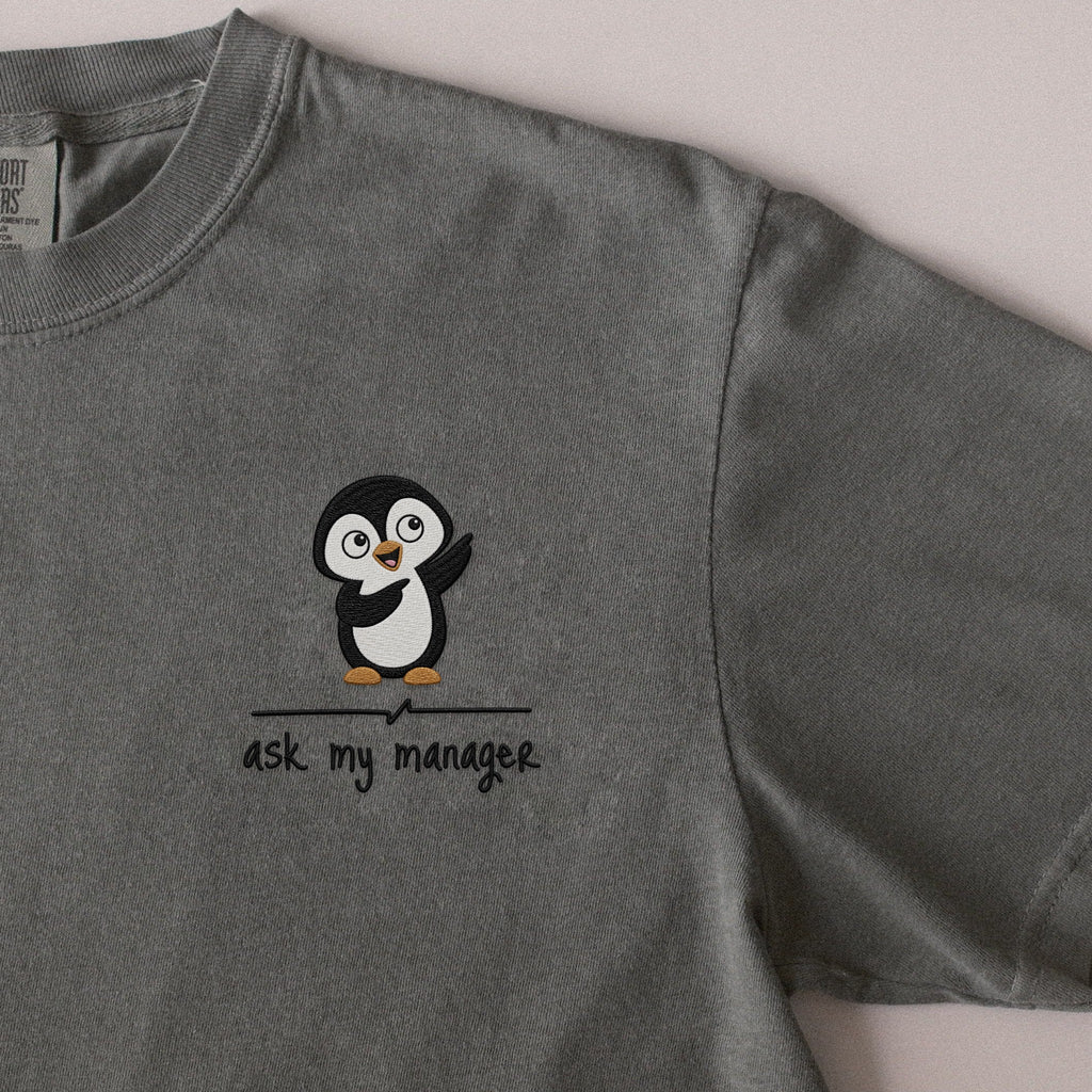 Ask My Manager embroidered t-shirt in Moss