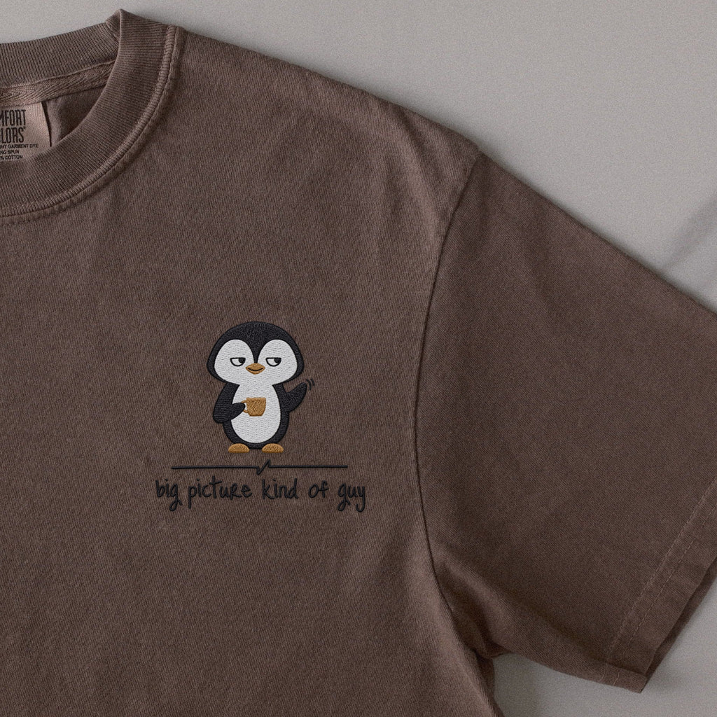 Big Picture Kind of Guy embroidered t-shirt in Espresso