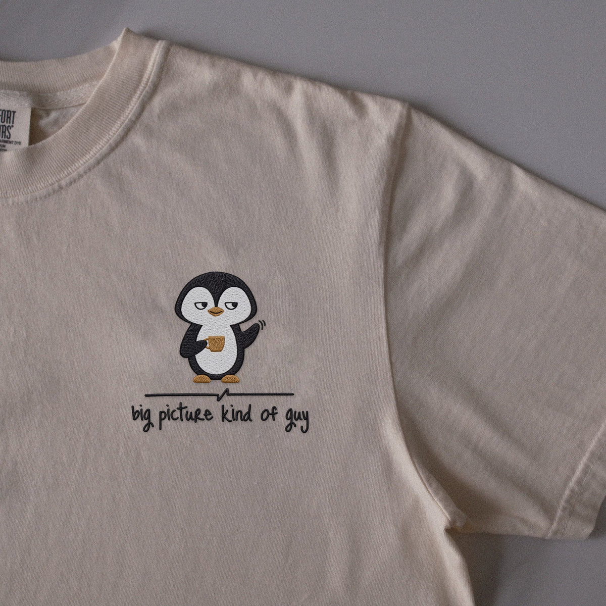 Big Picture Kind of Guy embroidered t-shirt in Ivory