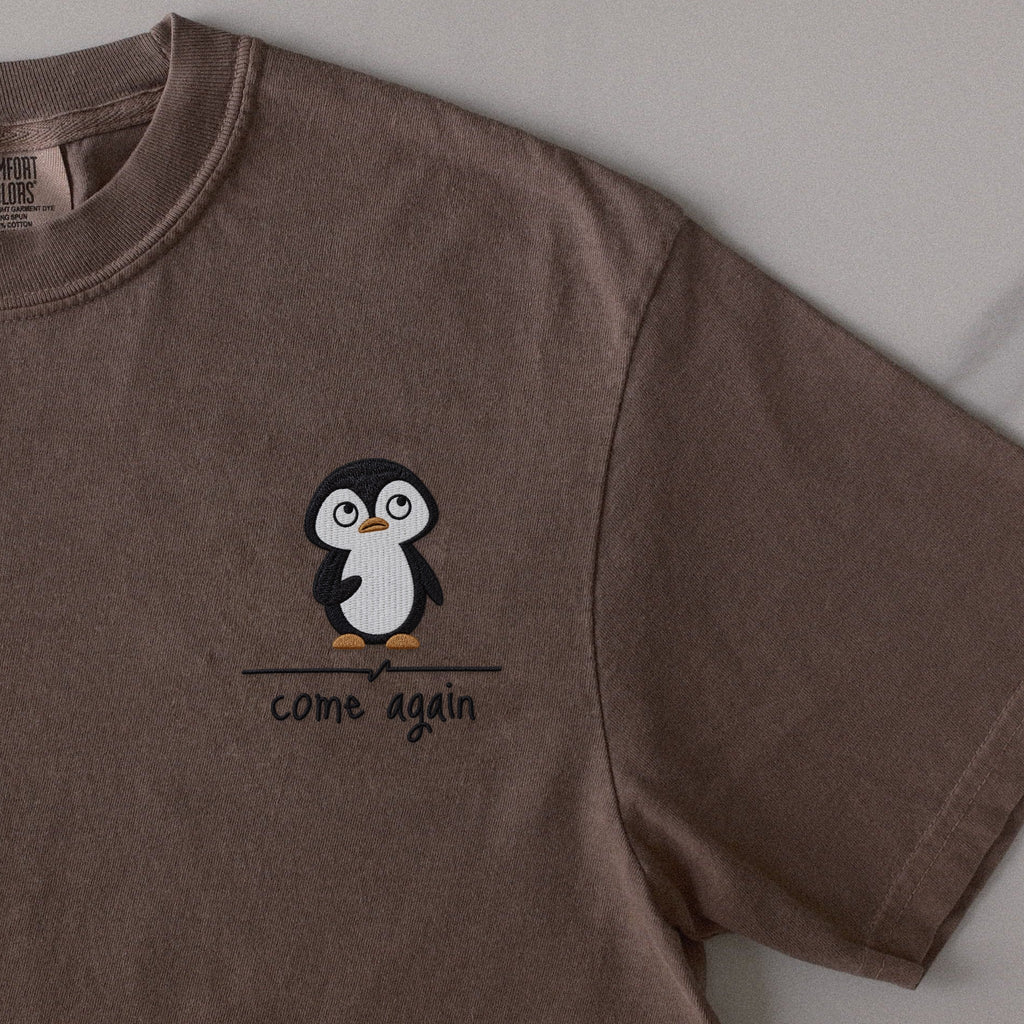 Come Again embroidered t-shirt in Espresso