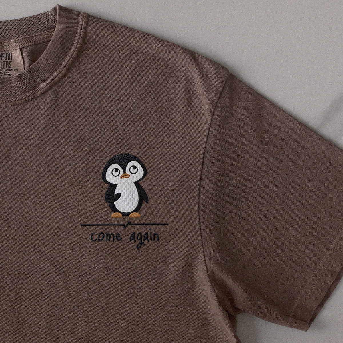 Come Again embroidered t-shirt in Espresso
