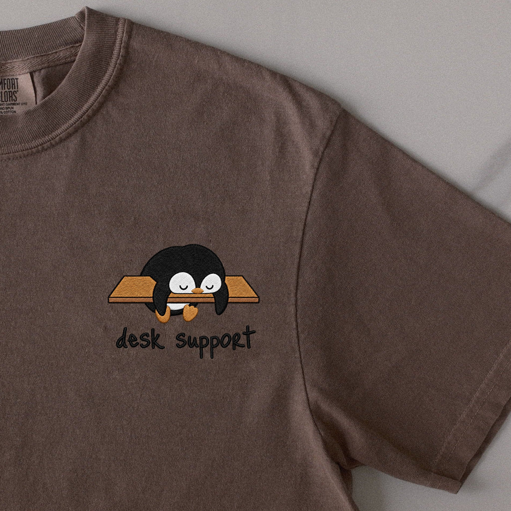Desk Support embroidered t-shirt in Espresso