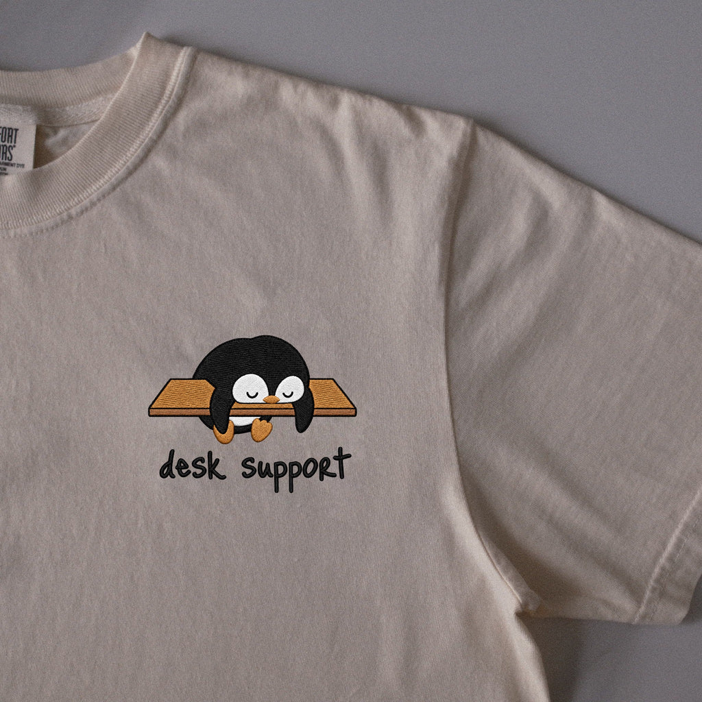 Desk Support embroidered t-shirt in Ivory