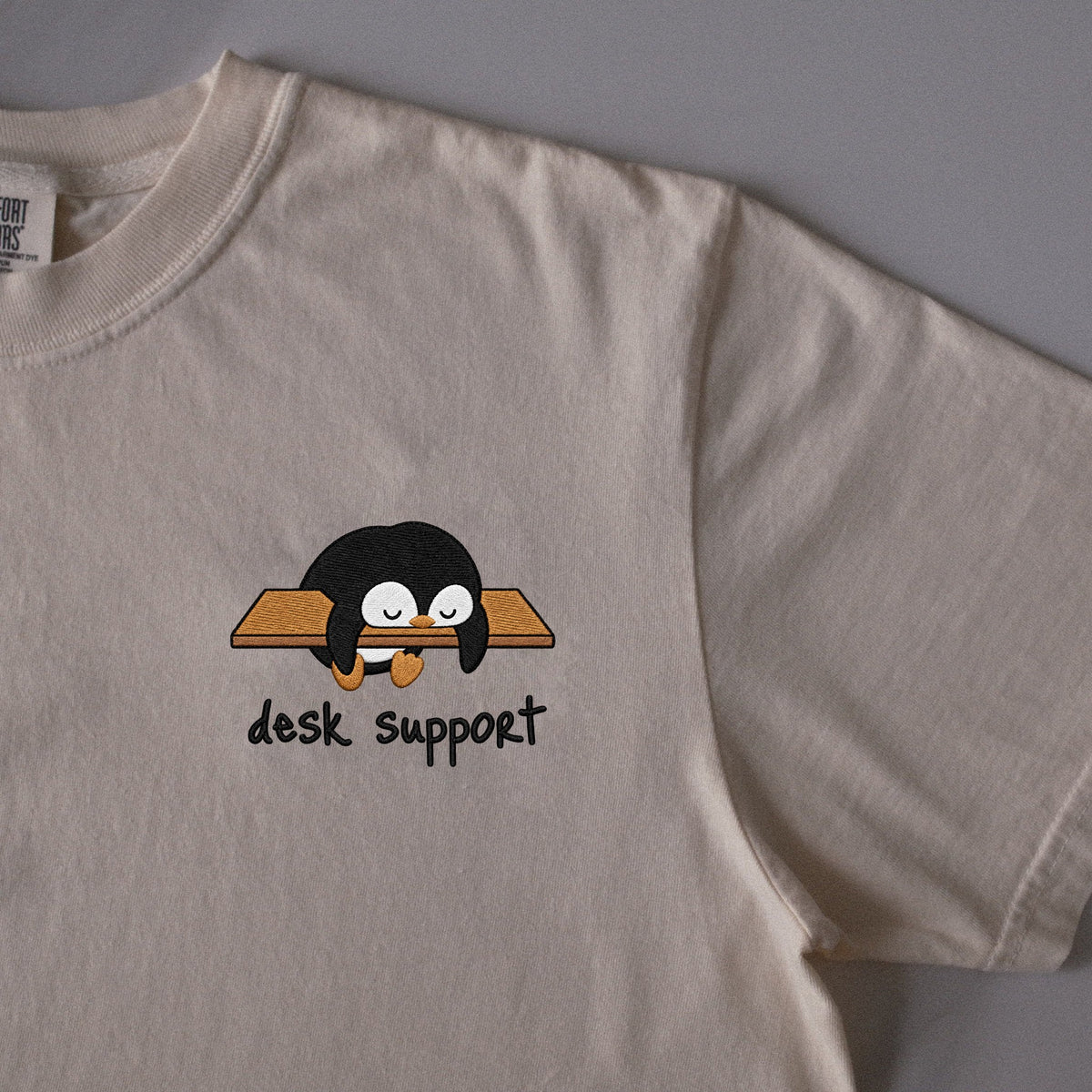 Desk Support embroidered t-shirt in Ivory
