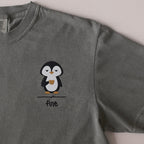 Fine embroidered t-shirt in Moss