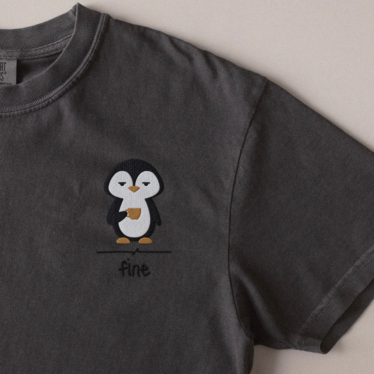 Fine embroidered t-shirt in Pepper