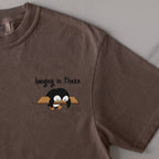 Hanging in There embroidered t-shirt in Espresso