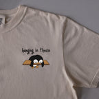 Hanging in There embroidered t-shirt in Ivory