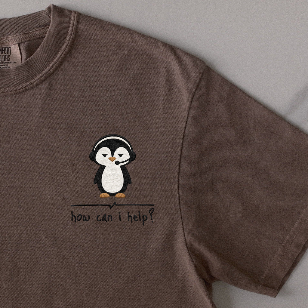 How Can I Help? embroidered t-shirt in Espresso