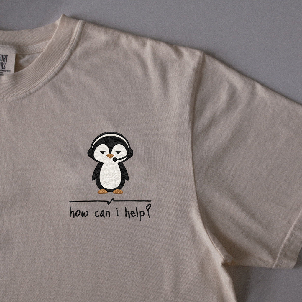 How Can I Help? embroidered t-shirt in Ivory