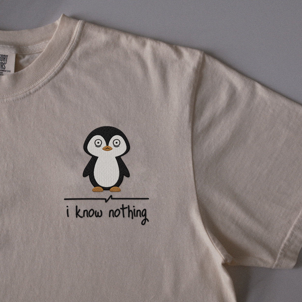 I Know Nothing embroidered t-shirt in Ivory