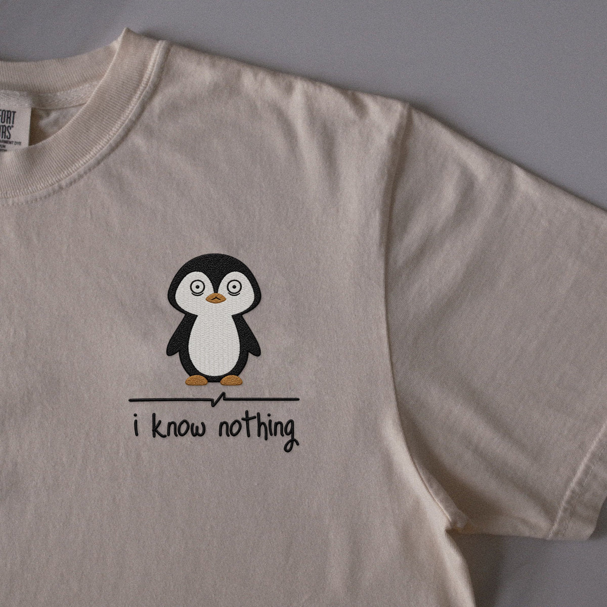 I Know Nothing embroidered t-shirt in Ivory