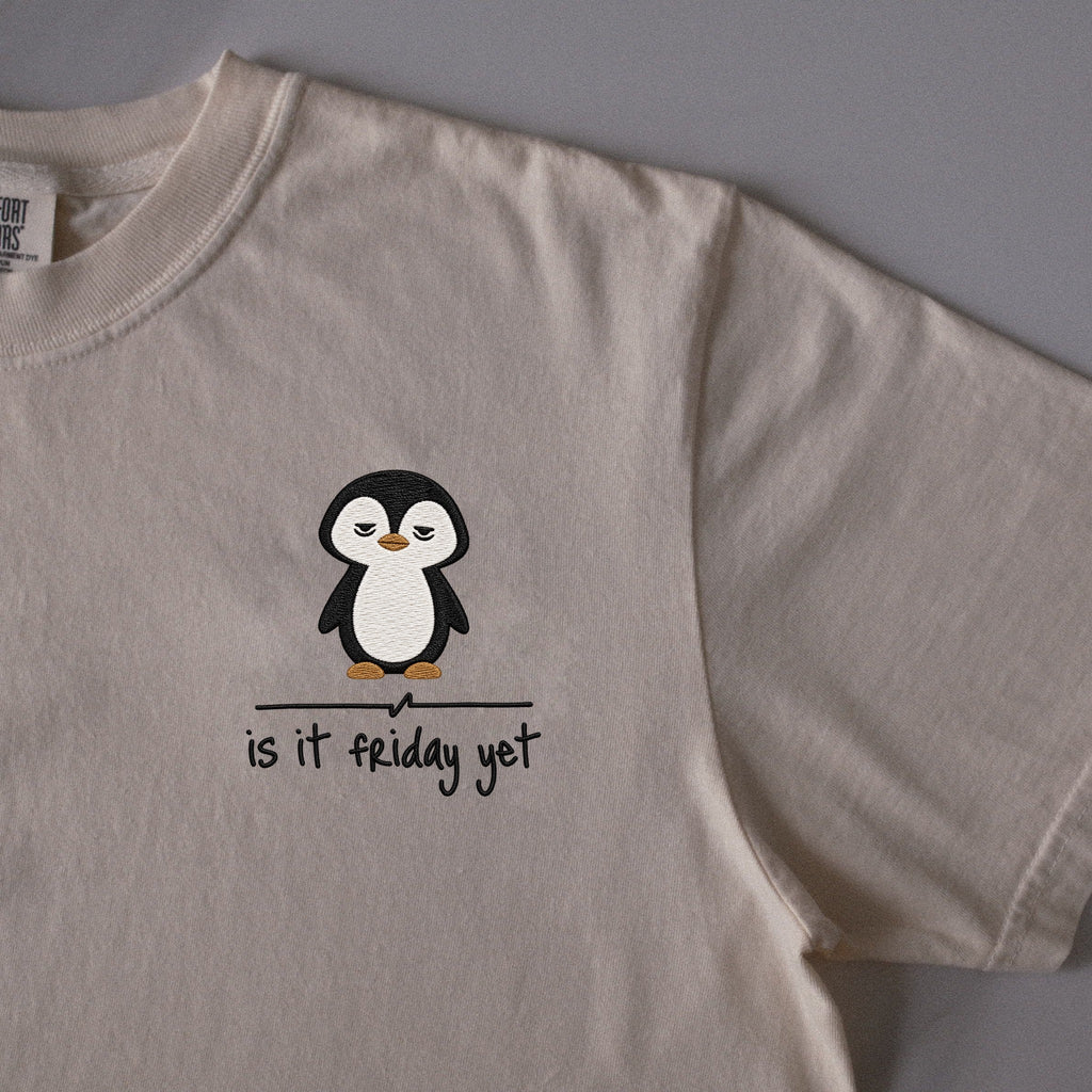 Is It Friday Yet embroidered t-shirt in Ivory