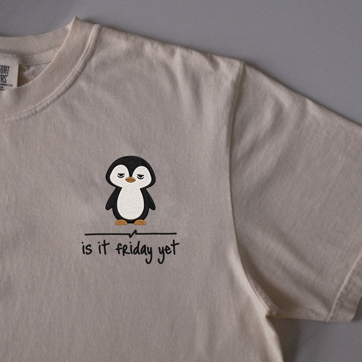 Is It Friday Yet embroidered t-shirt in Ivory