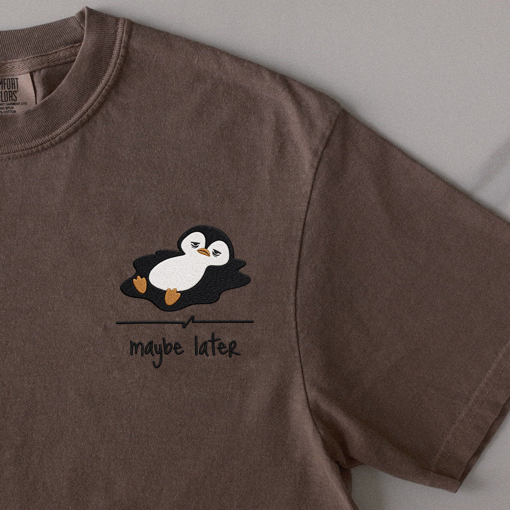 Maybe Later embroidered t-shirt in Espresso