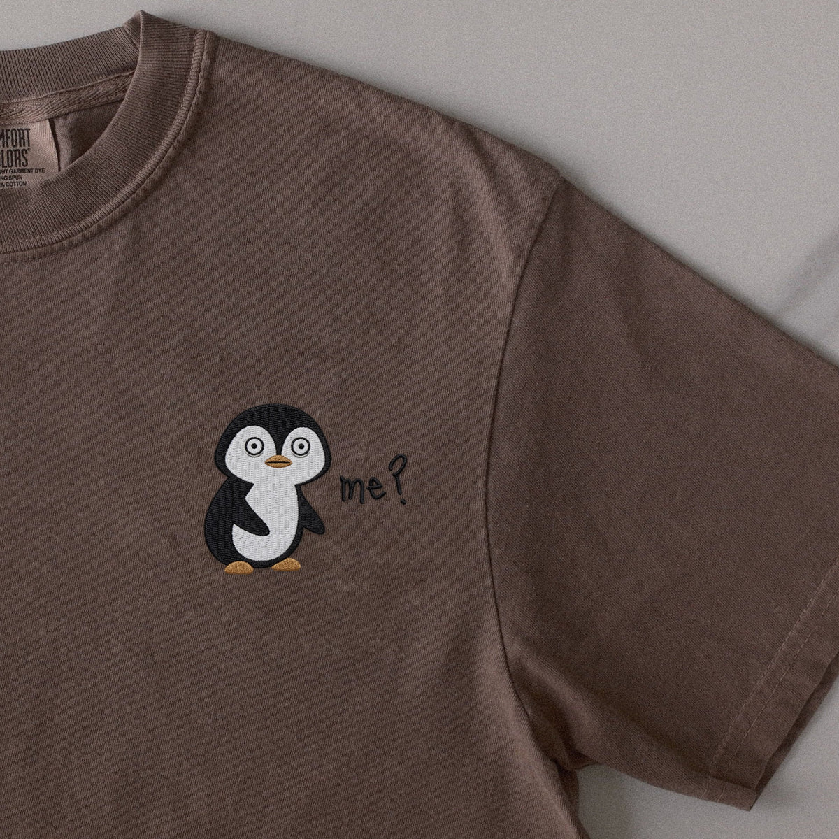 Me? embroidered t-shirt in Espresso