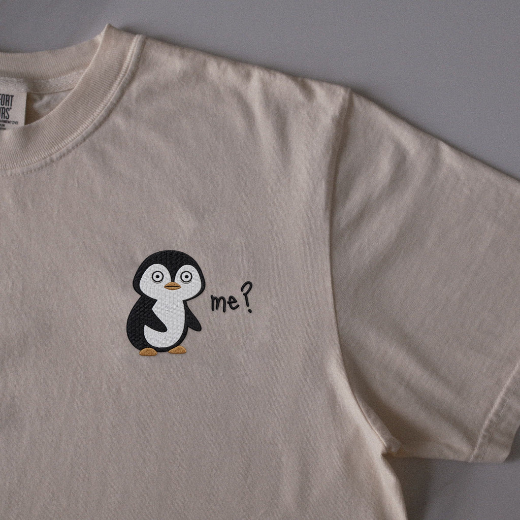 Me? embroidered t-shirt in Ivory