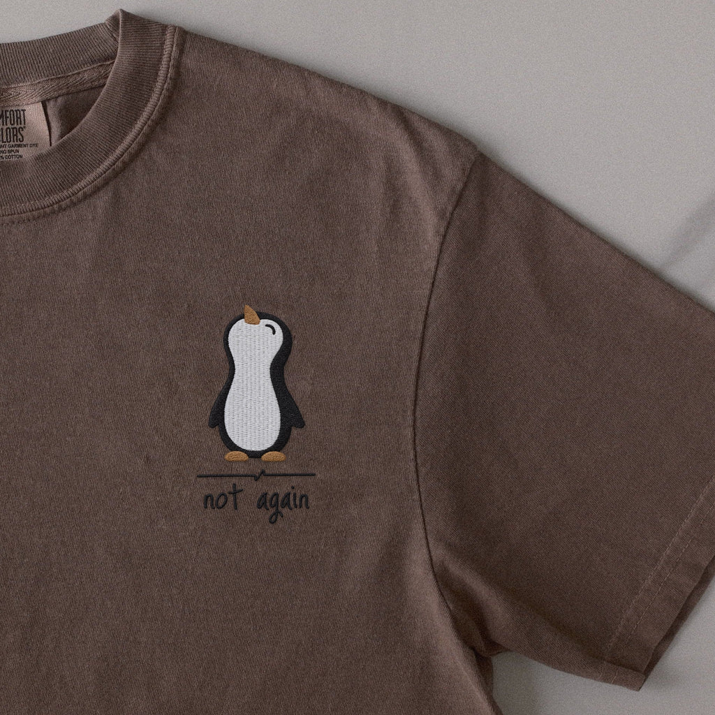Not Again embroidered t-shirt in Espresso
