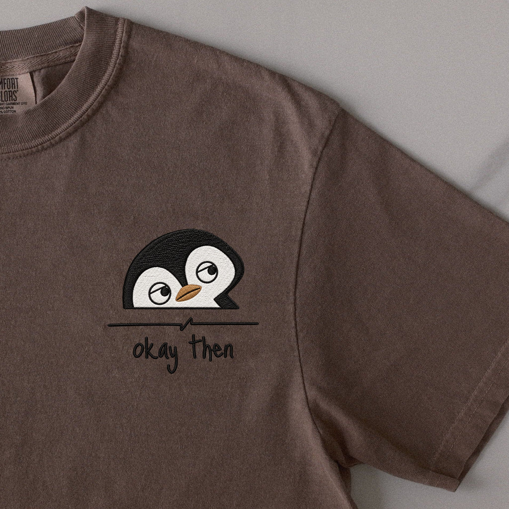 Okay Then embroidered t-shirt in Espresso