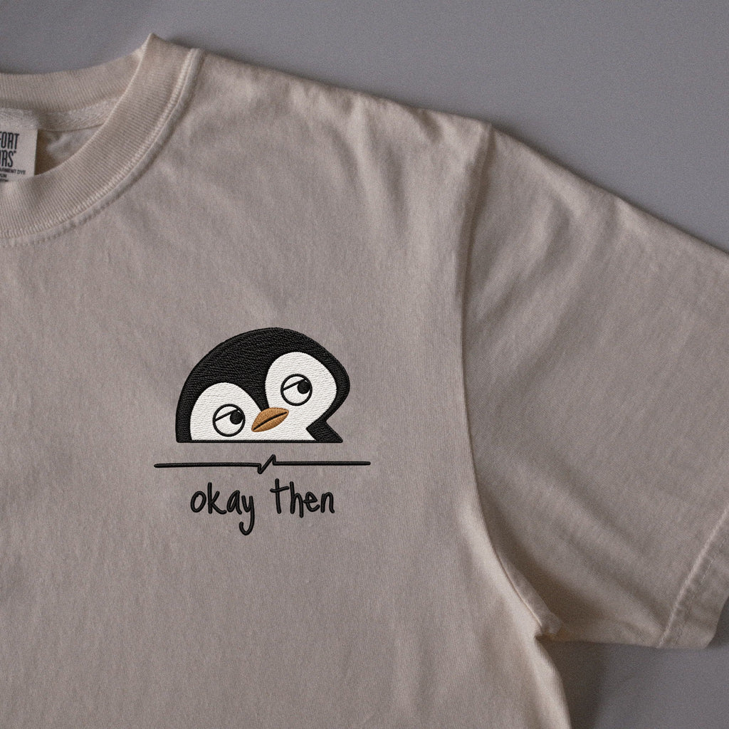 Okay Then embroidered t-shirt in Ivory