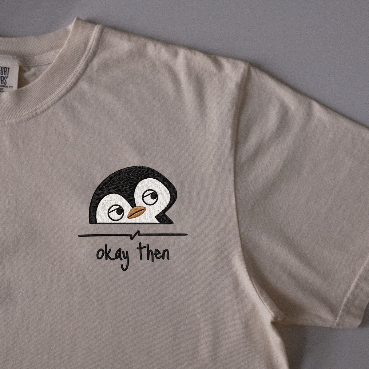 Okay Then embroidered t-shirt in Ivory