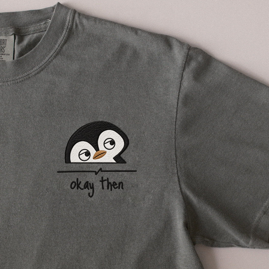 Okay Then embroidered t-shirt in Moss
