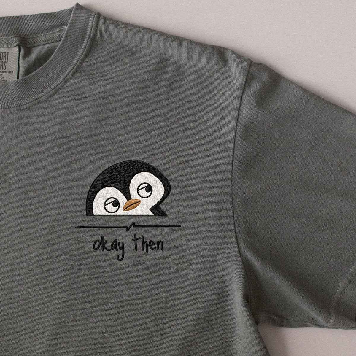 Okay Then embroidered t-shirt in Moss