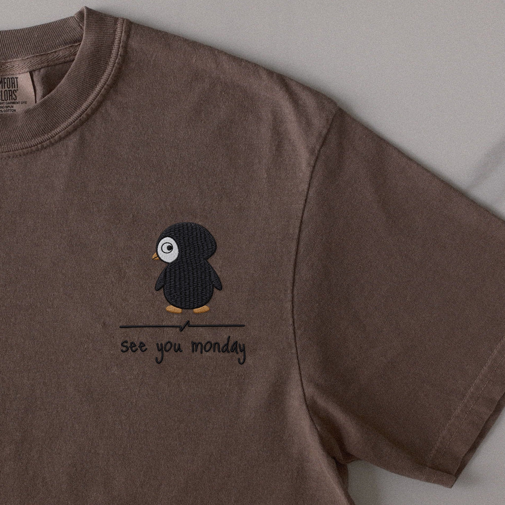 See You Monday embroidered t-shirt in Espresso