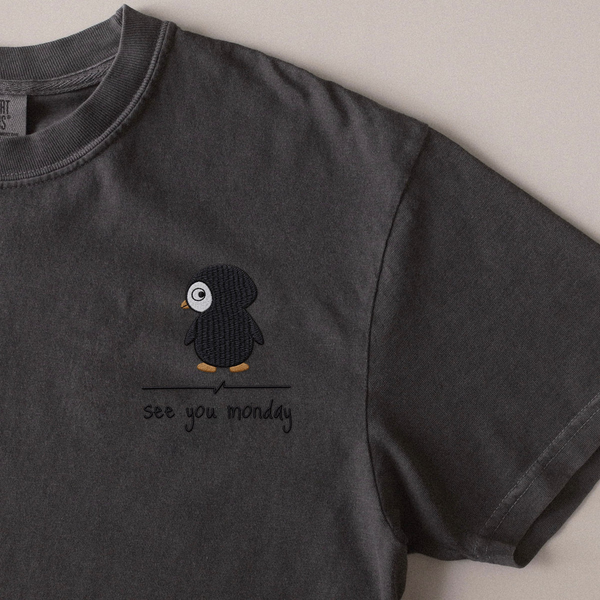 See You Monday embroidered t-shirt in Pepper