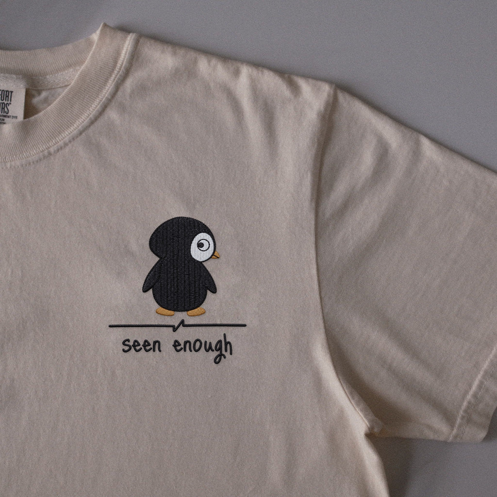 Seen Enough embroidered t-shirt in Ivory