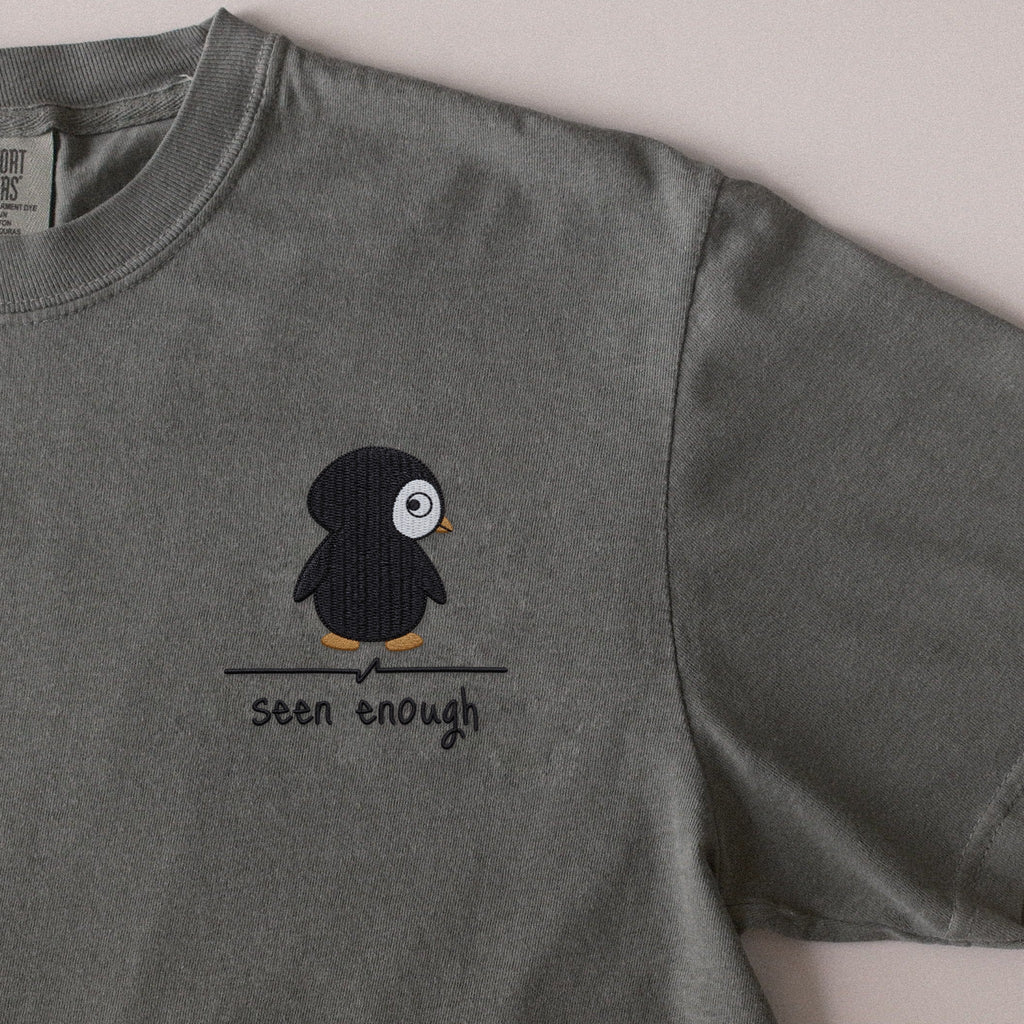 Seen Enough embroidered t-shirt in Moss