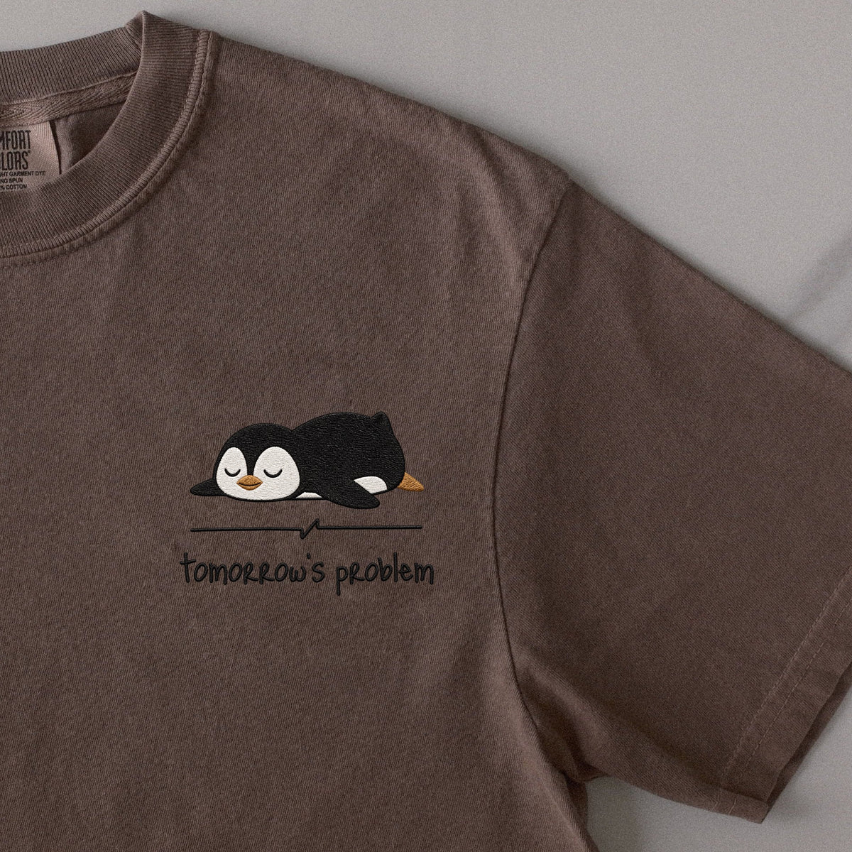 Tomorrow's Problem embroidered t-shirt in Espresso