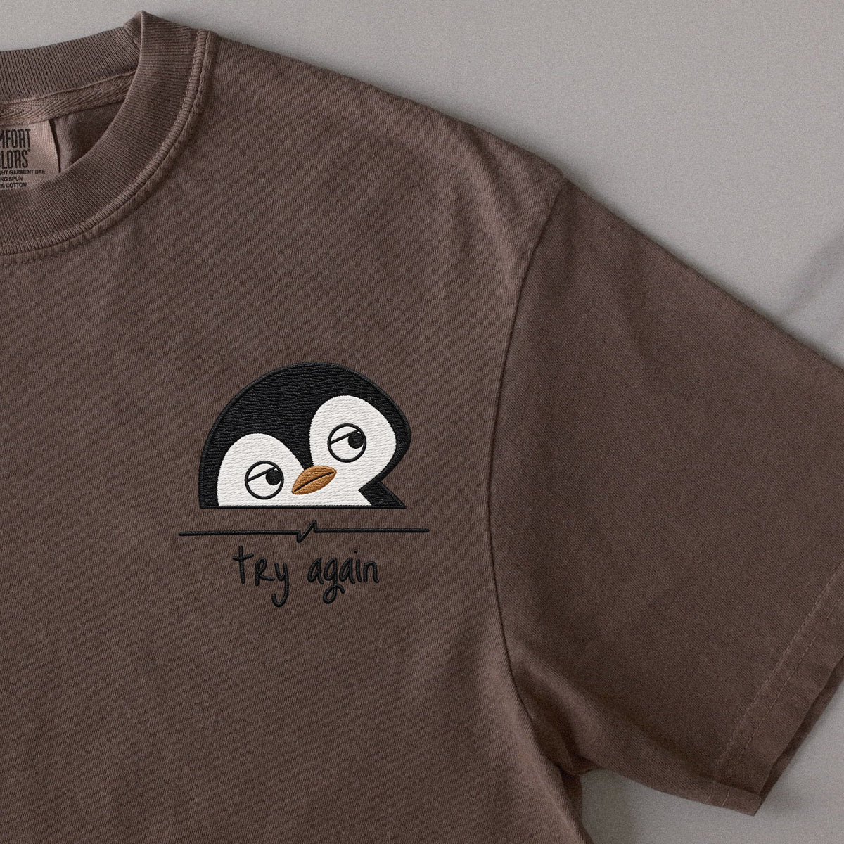 Try Again embroidered t-shirt in Espresso