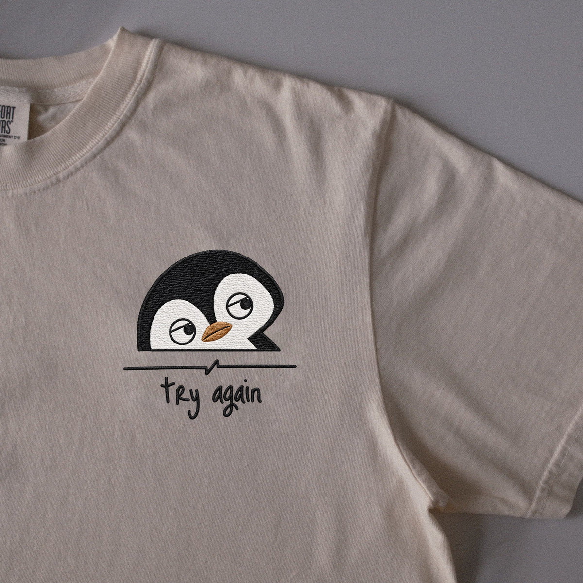 Try Again embroidered t-shirt in Ivory
