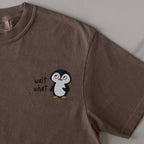 Wait What embroidered t-shirt in Espresso