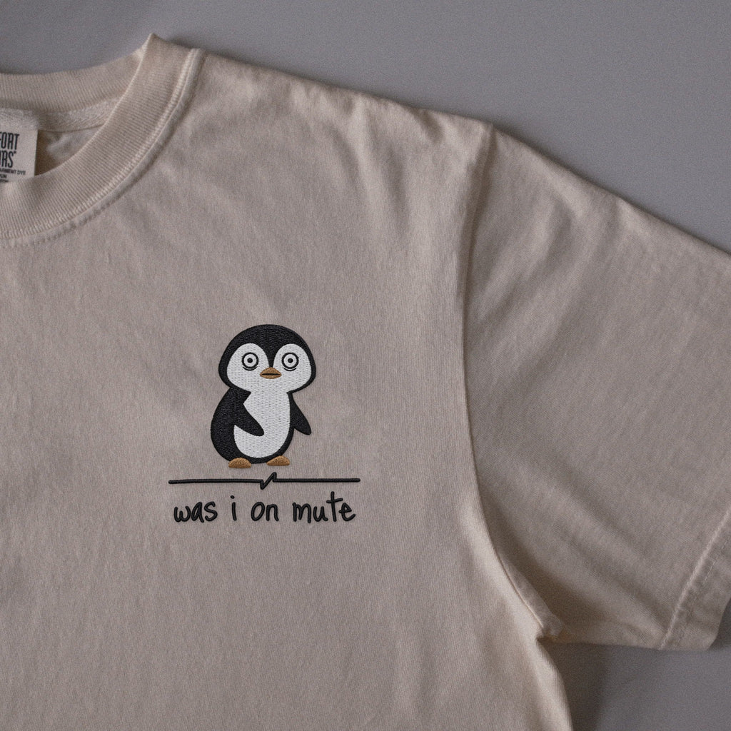 Was I on Mute embroidered t-shirt in Ivory