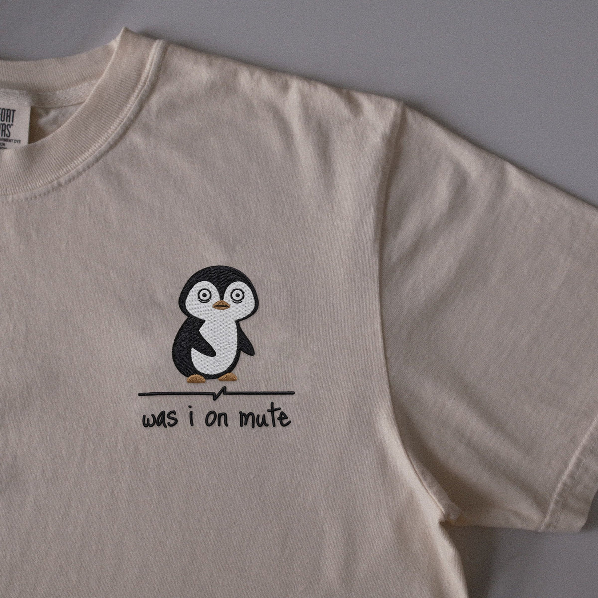 Was I on Mute embroidered t-shirt in Ivory