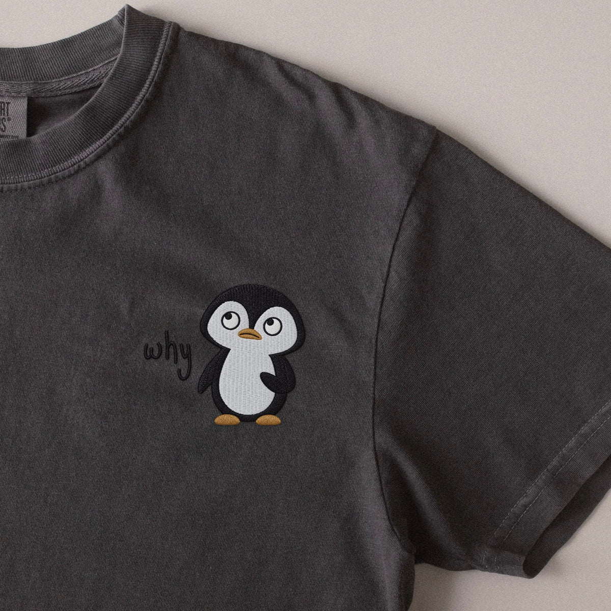 Why embroidered t-shirt in Pepper