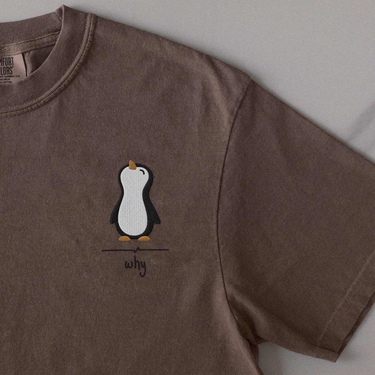 Why? embroidered t-shirt in Espresso