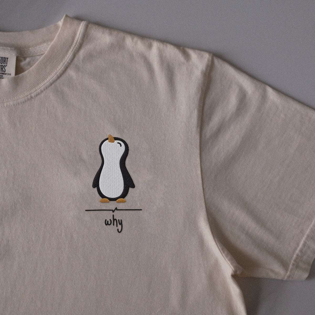 Why? embroidered t-shirt in Ivory