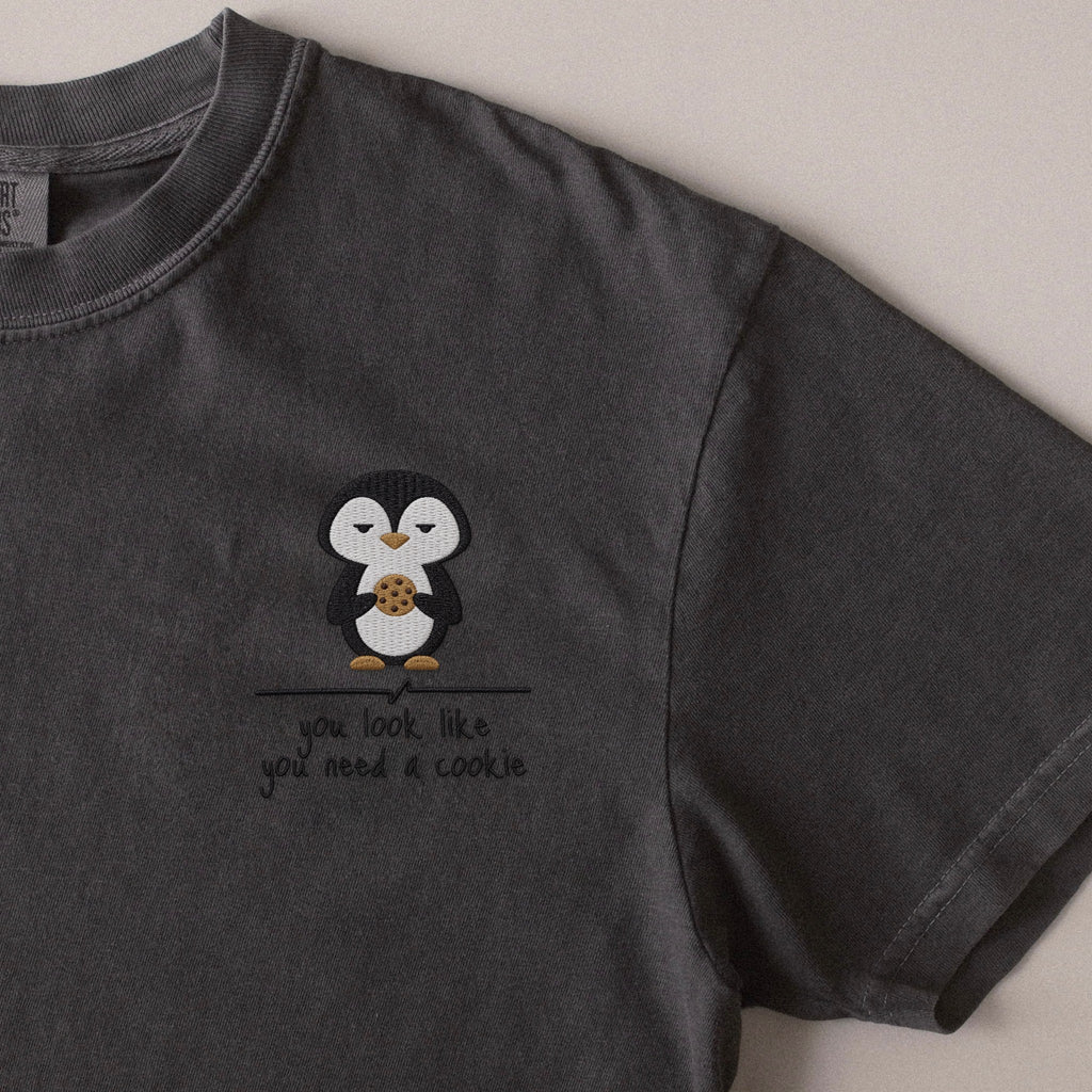 You Look Like You Need a Cookie embroidered t-shirt in Pepper